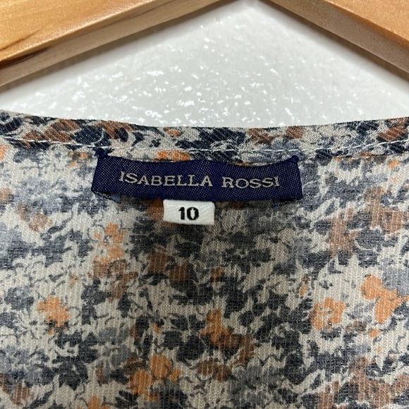 Isabella Rossi Sheer Floral Long Bell Sleeve Button Up Cover Up Women Size 10 - Picture 3 of 7